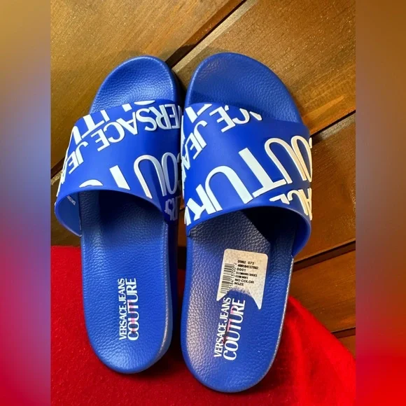 NEW Versace couture slides dice EU41=US11 asking $100 Versace Jeans Couture Womens Lavender Signature Logo Pool  main image 2